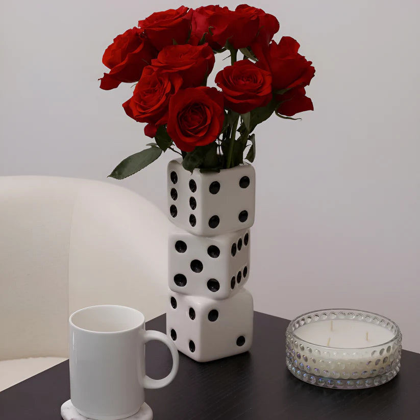 White & Black Triple Dice Vase